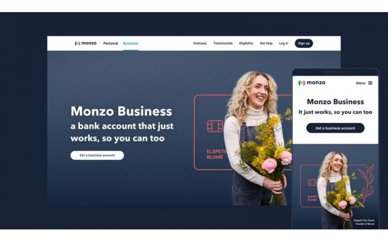 在新的Monzo設計中如何把中小企業放到主頁和中心部位